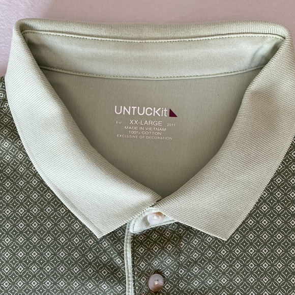 Wrinkle-Free Printed Polo with Contrast Collar XX-Large / Regular Fit / Green - Picture 3 of 7